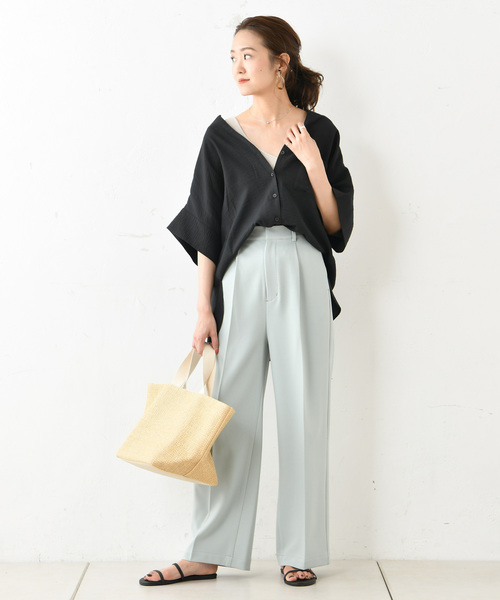 DouDou（ドゥドゥ）の「ウールライクセンプレパンツ（その他パンツ・レディース・オフホワイト/ブラウン/ベージュ/ミント・36/37/38）」の9枚目の写真