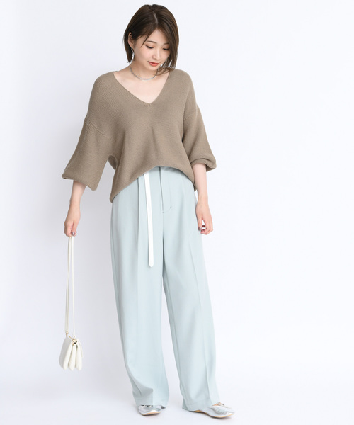 DouDou（ドゥドゥ）の「ウールライクセンプレパンツ（その他パンツ・レディース・オフホワイト/ブラウン/ベージュ/ミント・36/37/38）」の14枚目の写真