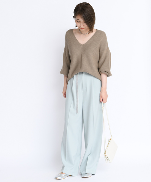 DouDou（ドゥドゥ）の「ウールライクセンプレパンツ（その他パンツ・レディース・オフホワイト/ブラウン/ベージュ/ミント・36/37/38）」の15枚目の写真