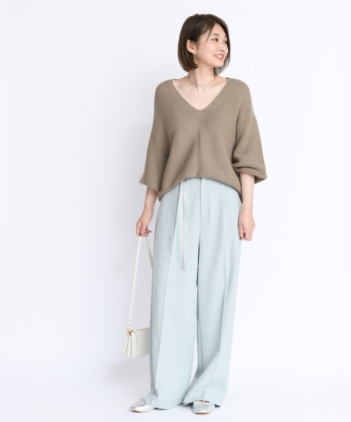 DouDou（ドゥドゥ）の「ウールライクセンプレパンツ（その他パンツ・レディース・オフホワイト/ブラウン/ベージュ/ミント・36/37/38）」の16枚目の写真