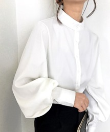 バルーンスリーブ スタンドカラーシャツ