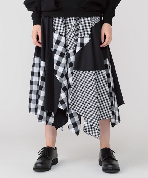 FRAPBOIS（フラボア）の「ギンガムパッチ（スカート・レディース・ブラック/グリーン系その他・1/0）」の2枚目の写真