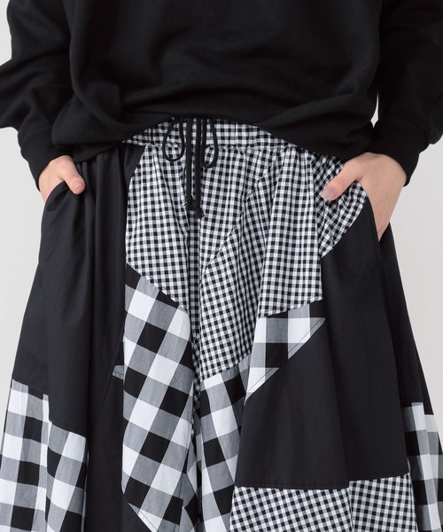 FRAPBOIS（フラボア）の「ギンガムパッチ（スカート・レディース・ブラック/グリーン系その他・1/0）」の3枚目の写真