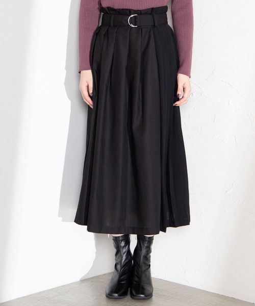 WEGO（ウィゴー）の「WEGO/ベルト付きサイドプリーツスカート（スカート・レディース・ブラック・FREE）」の5枚目の写真