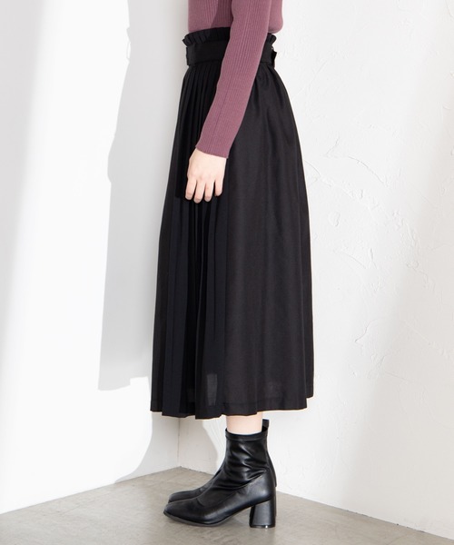 WEGO（ウィゴー）の「WEGO/ベルト付きサイドプリーツスカート（スカート・レディース・ブラック・FREE）」の6枚目の写真