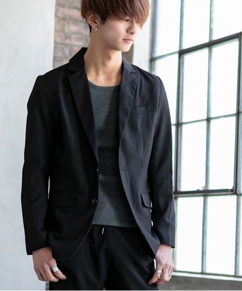 Beno（ビーノ）の「T/R ストレッチ ／ スタイリッシュ コンパクト テーラードジャケット（テーラードジャケット・メンズ・ブラック/グレー/ネイビー/グレー系その他/グレー系その他2・M/L/LL）」の2枚目の写真