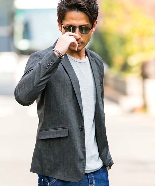 Beno（ビーノ）の「T/R ストレッチ ／ スタイリッシュ コンパクト テーラードジャケット（テーラードジャケット・メンズ・ブラック/グレー/ネイビー/グレー系その他/グレー系その他2・M/L/LL）」の9枚目の写真