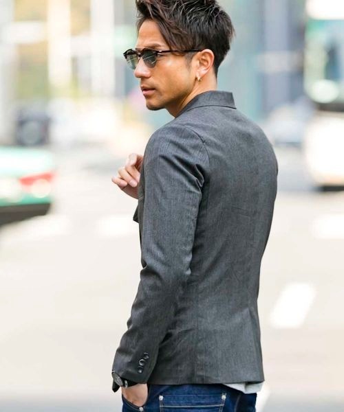 Beno（ビーノ）の「T/R ストレッチ ／ スタイリッシュ コンパクト テーラードジャケット（テーラードジャケット・メンズ・ブラック/グレー/ネイビー/グレー系その他/グレー系その他2・M/L/LL）」の11枚目の写真