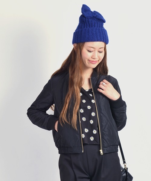 Khaju（カージュ）の「Khaju:キルティングブルゾン□（ブルゾン・レディース・ブラック/ネイビー・ONE SIZE）」の2枚目の写真