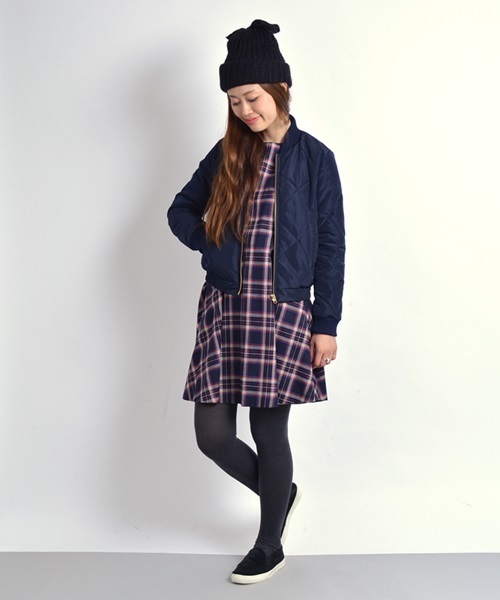 Khaju（カージュ）の「Khaju:キルティングブルゾン□（ブルゾン・レディース・ブラック/ネイビー・ONE SIZE）」の3枚目の写真