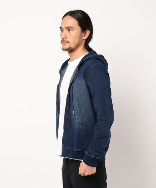 B.I.D.（ビーアイディー）の「インディゴ裏毛ZIPパーカー（パーカー・メンズ・ネイビー/ブルー・LL/M/L）」の3枚目の写真