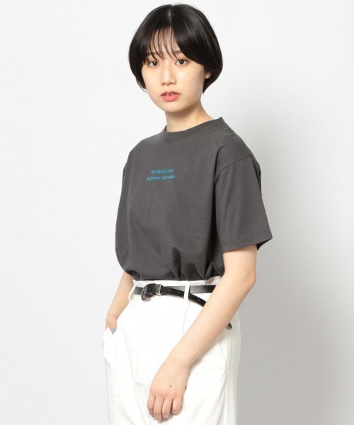 PAGEBOY（ページボーイ）の「ネオンロゴT（Tシャツ/カットソー・レディース・チャコールグレー/ブラック/オフホワイト・FREE）」の3枚目の写真