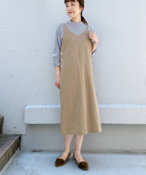 PICCIN(ピッチン)の「パールボタンジャンスカ(ジャンパースカート・レディース・ブラック/ベージュ/モカ/カーキ・M)」の3枚目の写真