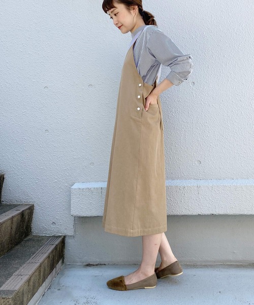 PICCIN(ピッチン)の「パールボタンジャンスカ(ジャンパースカート・レディース・ブラック/ベージュ/モカ/カーキ・M)」の6枚目の写真