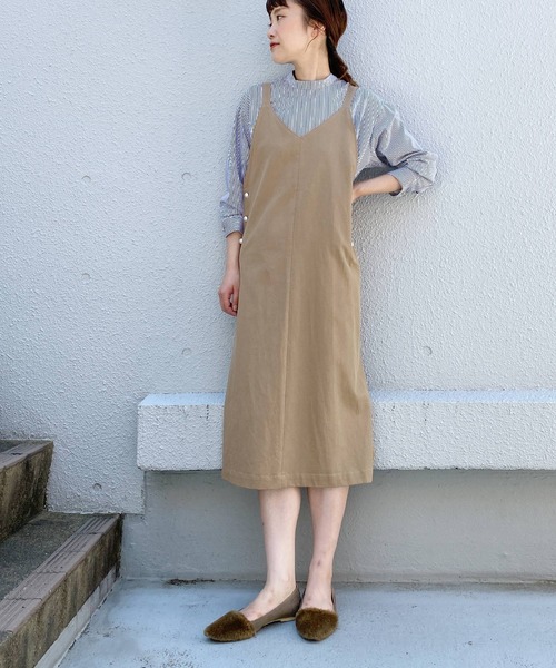 PICCIN(ピッチン)の「パールボタンジャンスカ(ジャンパースカート・レディース・ブラック/ベージュ/モカ/カーキ・M)」の5枚目の写真