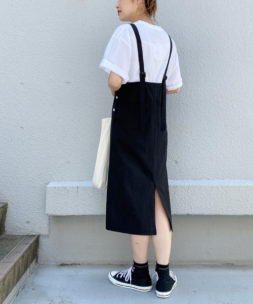 PICCIN(ピッチン)の「パールボタンジャンスカ(ジャンパースカート・レディース・ブラック/ベージュ/モカ/カーキ・M)」の9枚目の写真