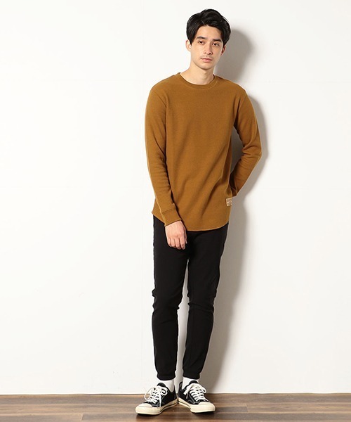 Purple&Yellow(パープルアンドイエロー)の「《裏起毛》 ラウンドカット ワッフルTシャツ(Tシャツ/カットソー・メンズ・ホワイト/ブラック/テラコッタ/ベージュ・SMALL/MEDIUM/LARGE)」の15枚目の写真