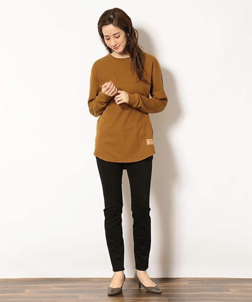 Purple&Yellow(パープルアンドイエロー)の「《裏起毛》 ラウンドカット ワッフルTシャツ(Tシャツ/カットソー・メンズ・ホワイト/ブラック/テラコッタ/ベージュ・SMALL/MEDIUM/LARGE)」の14枚目の写真