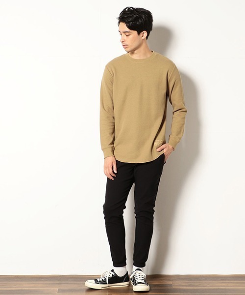Purple&Yellow(パープルアンドイエロー)の「《裏起毛》 ラウンドカット ワッフルTシャツ(Tシャツ/カットソー・メンズ・ホワイト/ブラック/テラコッタ/ベージュ・SMALL/MEDIUM/LARGE)」の13枚目の写真
