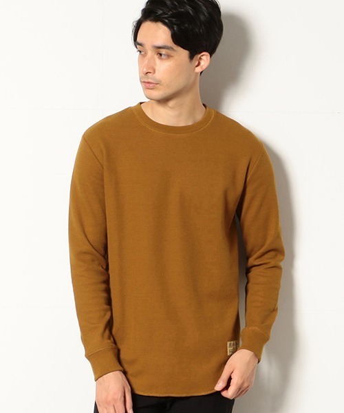 Purple&Yellow(パープルアンドイエロー)の「《裏起毛》 ラウンドカット ワッフルTシャツ(Tシャツ/カットソー・メンズ・ホワイト/ブラック/テラコッタ/ベージュ・SMALL/MEDIUM/LARGE)」の11枚目の写真