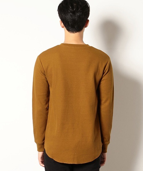 Purple&Yellow(パープルアンドイエロー)の「《裏起毛》 ラウンドカット ワッフルTシャツ(Tシャツ/カットソー・メンズ・ホワイト/ブラック/テラコッタ/ベージュ・SMALL/MEDIUM/LARGE)」の9枚目の写真