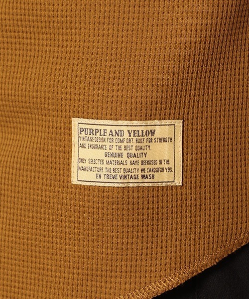 Purple&Yellow(パープルアンドイエロー)の「《裏起毛》 ラウンドカット ワッフルTシャツ(Tシャツ/カットソー・メンズ・ホワイト/ブラック/テラコッタ/ベージュ・SMALL/MEDIUM/LARGE)」の6枚目の写真