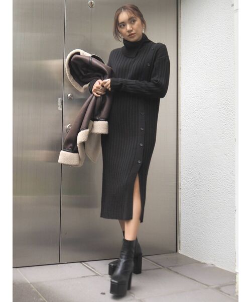 サイドボタンスリットタートルワンピース ワンピース Evris エヴリス のファッション通販 Zozotown