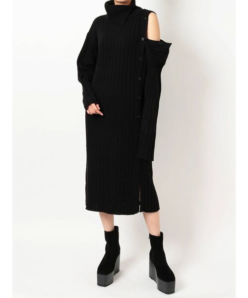 セール ワンピース サイドボタンスリットタートルワンピース ワンピース Evris エヴリス のファッション