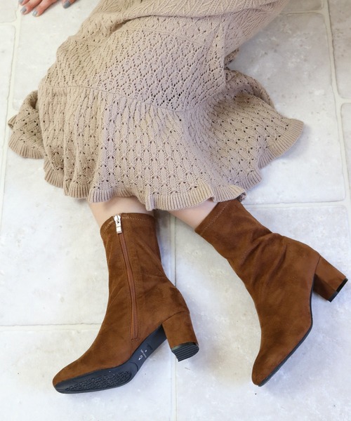 PRIVATE LABEL（プライベートレーベル）の「ミドル丈スエード調ブーツ（ブーツ・レディース・ブラック/ブラウン・S/LL/L/M）」の13枚目の写真