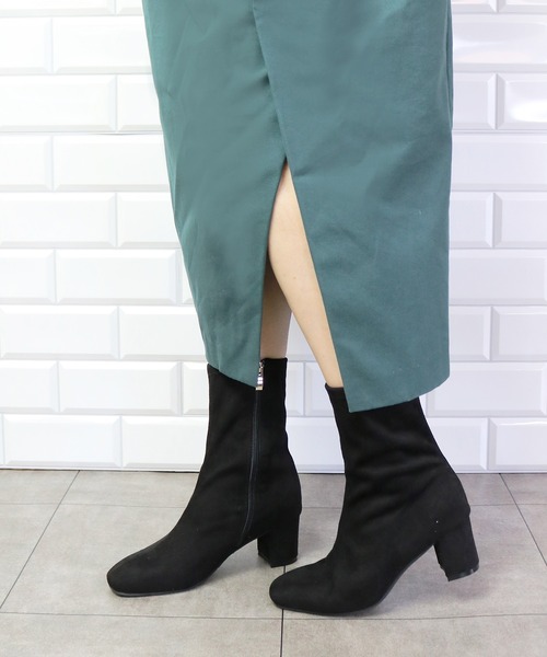 PRIVATE LABEL（プライベートレーベル）の「ミドル丈スエード調ブーツ（ブーツ・レディース・ブラック/ブラウン・S/LL/L/M）」の11枚目の写真