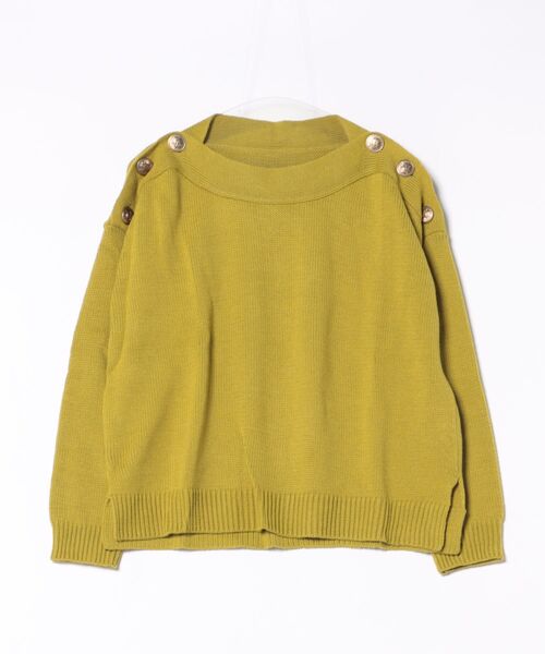 KOBE LETTUCE（コウベレタス）の「肩ボタンデザインボートネックニットトップス（ニット/セーター・レディース・アイボリー/ブルー系その他/ブラウン系その他/グリーン系その他/ブラック・FREE）」の4枚目の写真