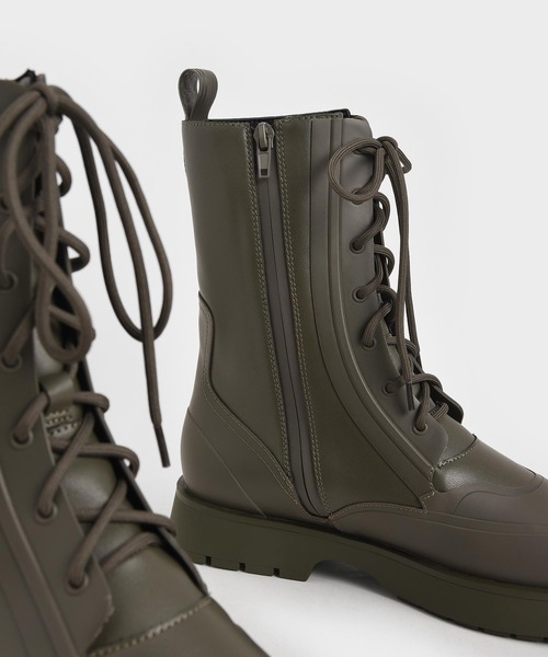 CHARLES & KEITH(チャールズ & キース)の「レースアップ カーフブーツ / Lace-Up Calf Boots(ブーツ・レディース・ブラック/グリーン系その他・22.5cm/23cm/23.5cm/24.5cm/25cm/25.5cm)」の5枚目の写真