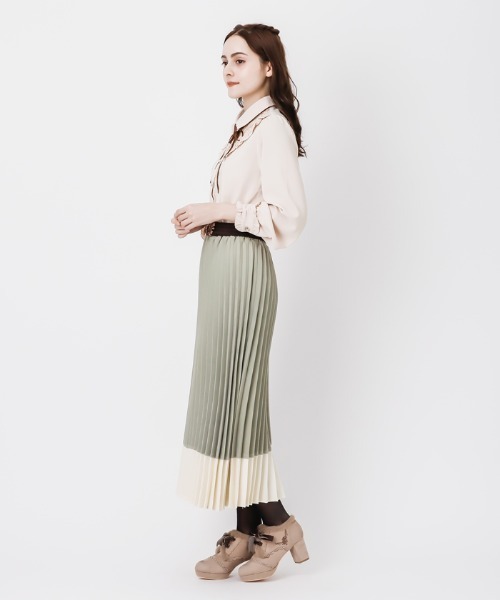 axes femme（アクシーズファム）の「バイカラープリーツスカート（スカート・レディース・キャメル/グリーン/チャコール・MEDIUM）」の12枚目の写真