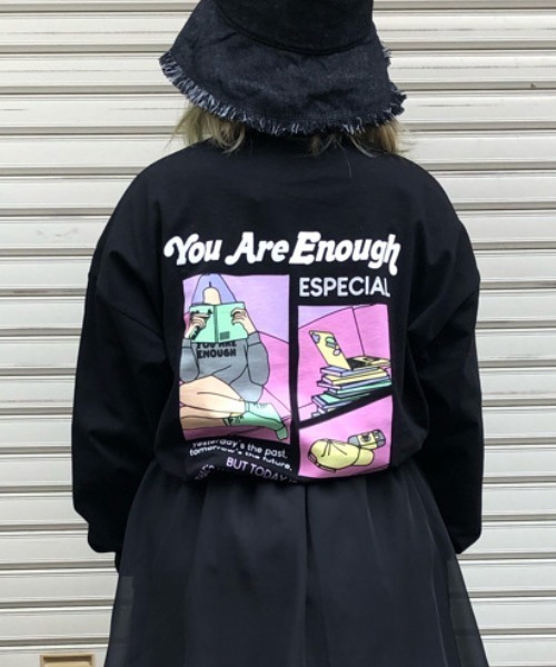 WEGO（ウィゴー）の「WEGO/グラフィックアソートロンT（Tシャツ/カットソー・レディース・ブラック/ブルー/アイボリー/ホワイト系その他/グリーン系その他/ブルー系その他/ダークグリーン/サックスブルー/ホワイト/スミクロ・FREE）」の5枚目の写真