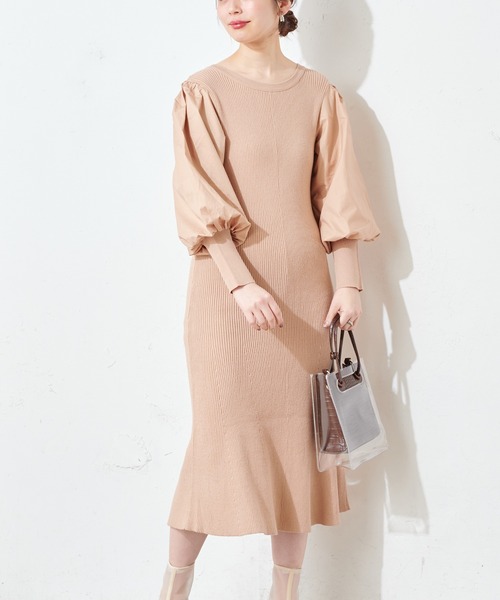 natural couture(ナチュラルクチュール)の「ぽわん袖切り替えワンピース(ワンピース・レディース・ブラック/モカ/ベージュ系その他・FREE)」の17枚目の写真