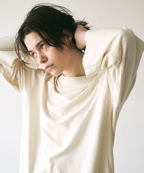 UNFIL(アンフィル)の「unfil アンフィル / raw silk plain-jersey long sleeve Tee ローシルクプレーンジャージー 長袖カットソー / WOFL-UW104(Tシャツ/カットソー・レディース・ブラック/ナチュラル・1)」の2枚目の写真