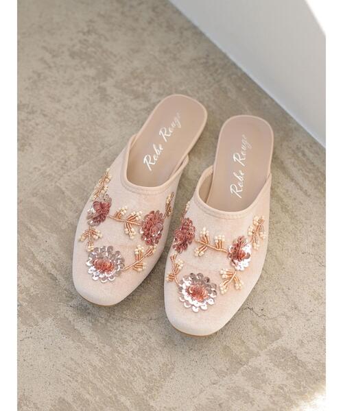 Green　Parks（グリーンパークス）の「・Robe Rouge ビジューミュールサンダル＊（サンダル・レディース・ブラック/ベージュ・M/L）」の4枚目の写真