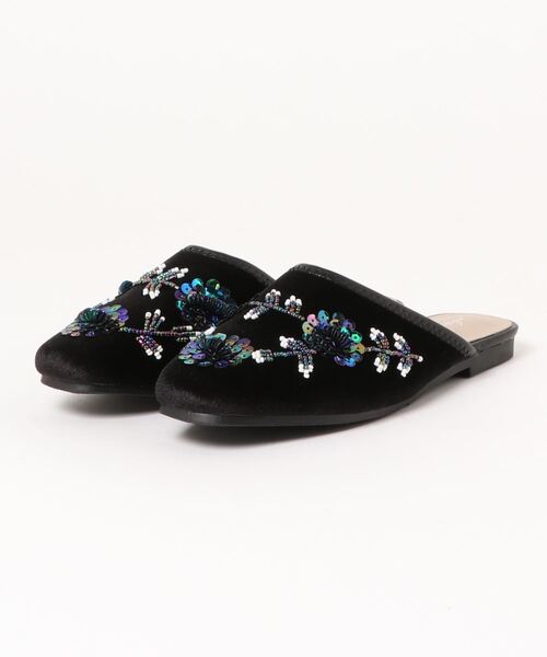 Green　Parks（グリーンパークス）の「・Robe Rouge ビジューミュールサンダル＊（サンダル・レディース・ブラック/ベージュ・M/L）」の7枚目の写真