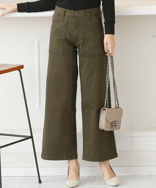 ElegChic(エレグシック)の「ツイルワイドベイカーパンツ(チノパンツ・レディース・カーキ/ベージュ/ブラック/オフホワイト・XL/XXL/M/L/4L)」の4枚目の写真