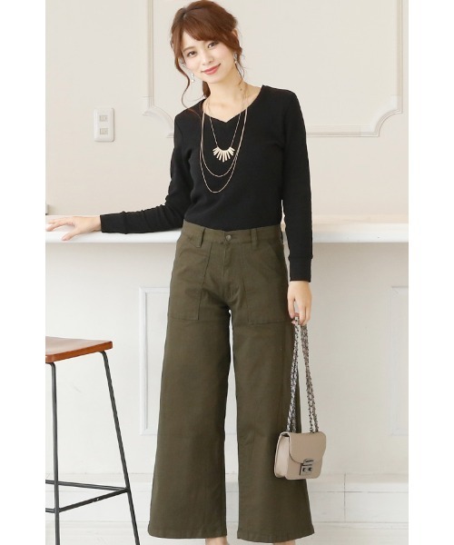 ElegChic(エレグシック)の「ツイルワイドベイカーパンツ(チノパンツ・レディース・カーキ/ベージュ/ブラック/オフホワイト・XL/XXL/M/L/4L)」の10枚目の写真