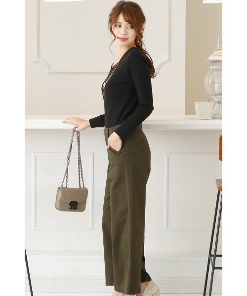 ElegChic(エレグシック)の「ツイルワイドベイカーパンツ(チノパンツ・レディース・カーキ/ベージュ/ブラック/オフホワイト・XL/XXL/M/L/4L)」の11枚目の写真