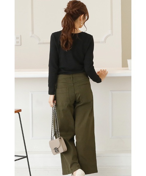 ElegChic(エレグシック)の「ツイルワイドベイカーパンツ(チノパンツ・レディース・カーキ/ベージュ/ブラック/オフホワイト・XL/XXL/M/L/4L)」の12枚目の写真