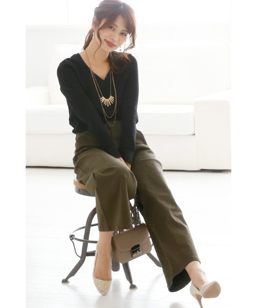 ElegChic(エレグシック)の「ツイルワイドベイカーパンツ(チノパンツ・レディース・カーキ/ベージュ/ブラック/オフホワイト・XL/XXL/M/L/4L)」の13枚目の写真