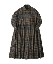 ✨美品✨45R✨インド麦平のマドラスフリルドレス✨シャツワンピース