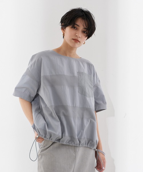 Editt by YECCA VECCA(エディットバイイェッカヴェッカ)の「ジャガードコットンブラウス *(シャツ/ブラウス・レディース・ホワイト/グレー/ベージュ・FREE)」の2枚目の写真