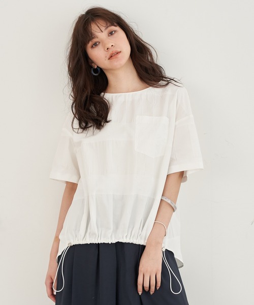 Editt by YECCA VECCA(エディットバイイェッカヴェッカ)の「ジャガードコットンブラウス *(シャツ/ブラウス・レディース・ホワイト/グレー/ベージュ・FREE)」の1枚目の写真