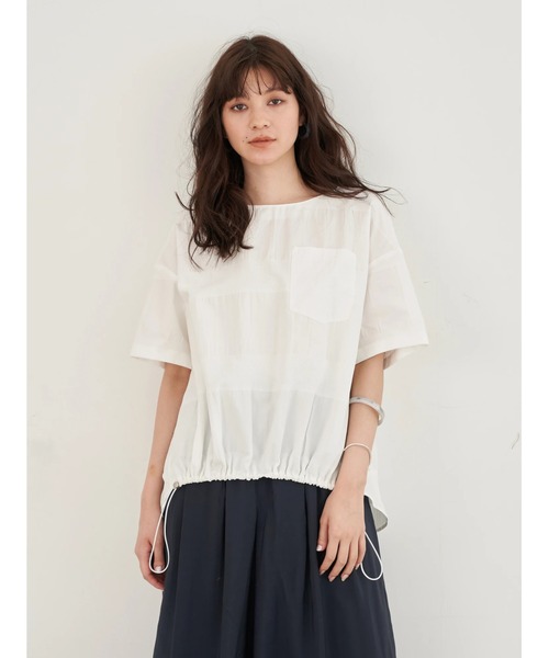 Editt by YECCA VECCA(エディットバイイェッカヴェッカ)の「ジャガードコットンブラウス *(シャツ/ブラウス・レディース・ホワイト/グレー/ベージュ・FREE)」の4枚目の写真