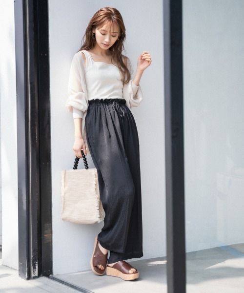 mysty woman（ミスティウーマン）の「サテンジャガードイージーパンツ 943350（その他パンツ・レディース・アイボリー/ブラック/グレー・FREE）」の14枚目の写真