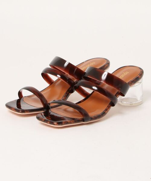 Allamanda(アラマンダ)の「PVCクリアーヒールサンダル(サンダル・レディース・ブラウン/クリア・M/L)」の2枚目の写真