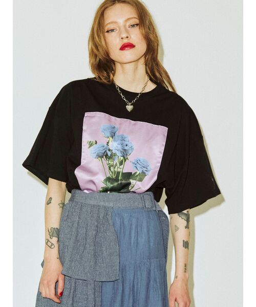 jouetie（ジュエティ）の「カラーフォトスーパーBIG Tシャツ（Tシャツ/カットソー・レディース・ライトブルー/ブラック/オフホワイト・MEDIUM）」の2枚目の写真